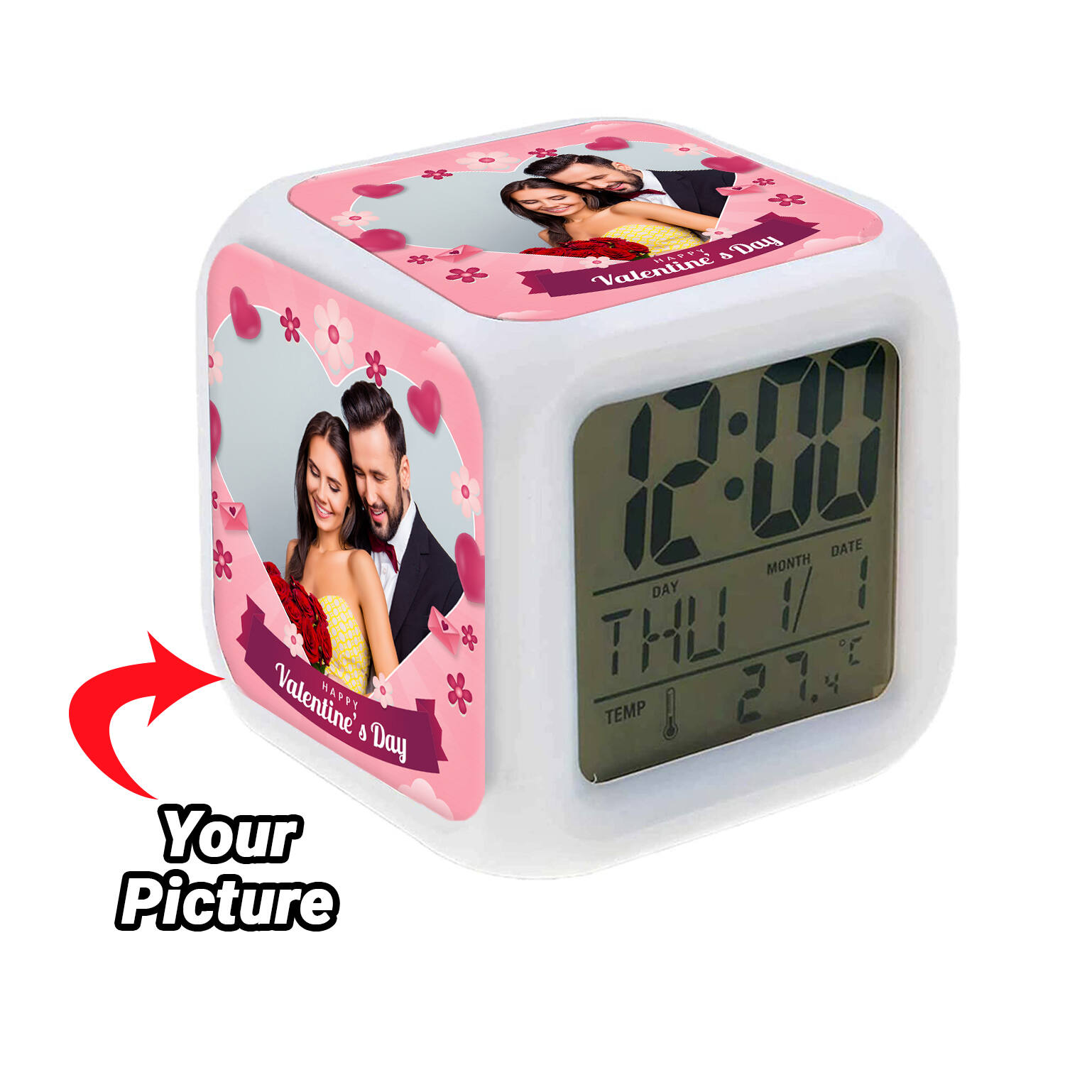 Personalised Valentines Romance LED Clock |