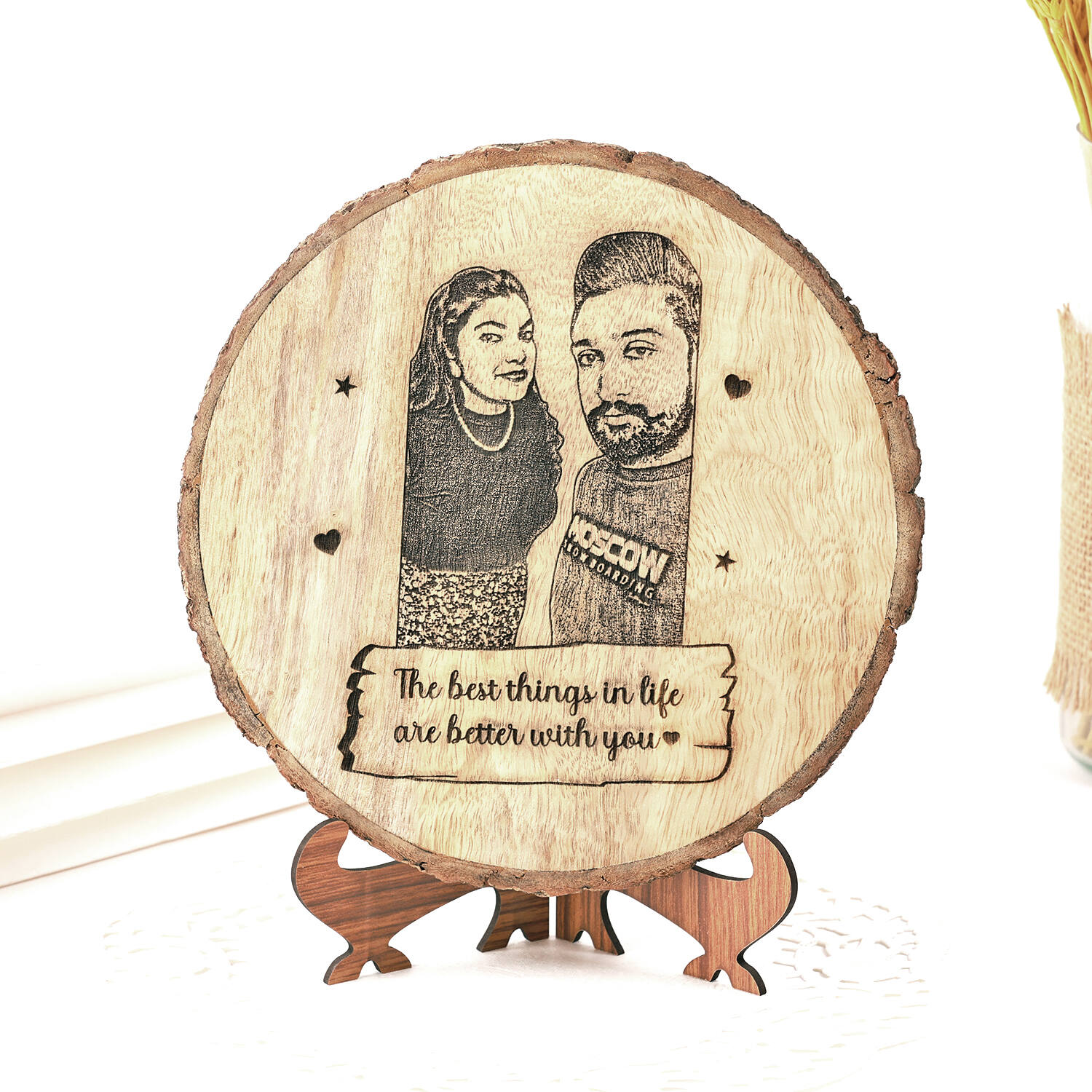 Personalized Engraved Round Wooden Plank |