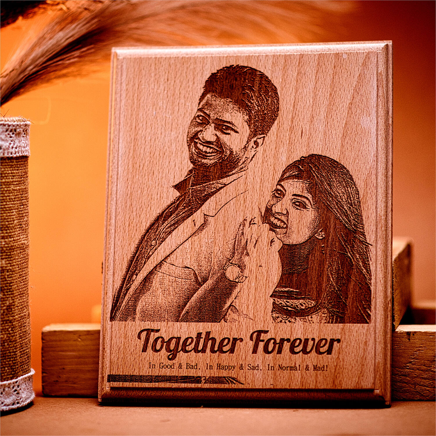Personalised Together Forever Engraved Wooden Plaque |