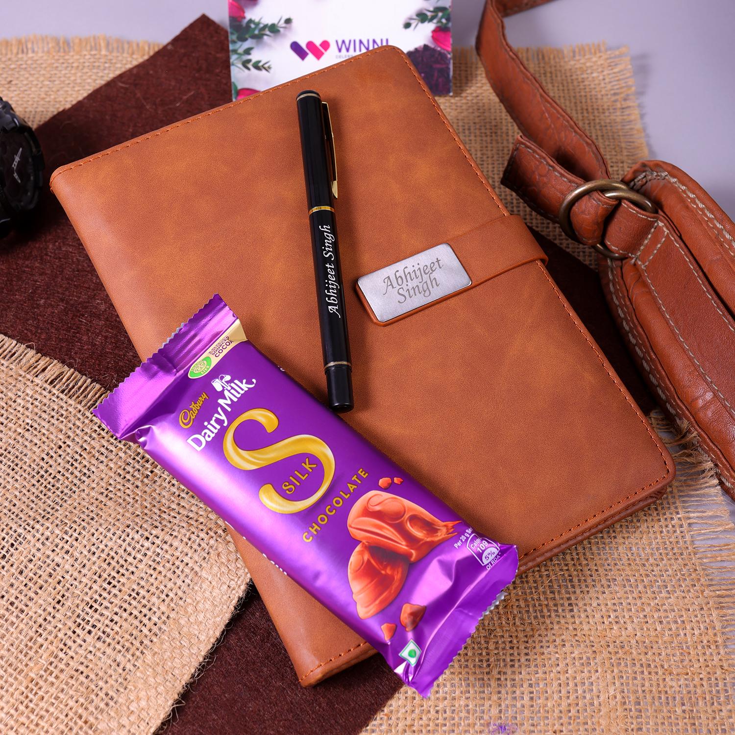 Alluring Personalized Diary And Chocolate Combo |