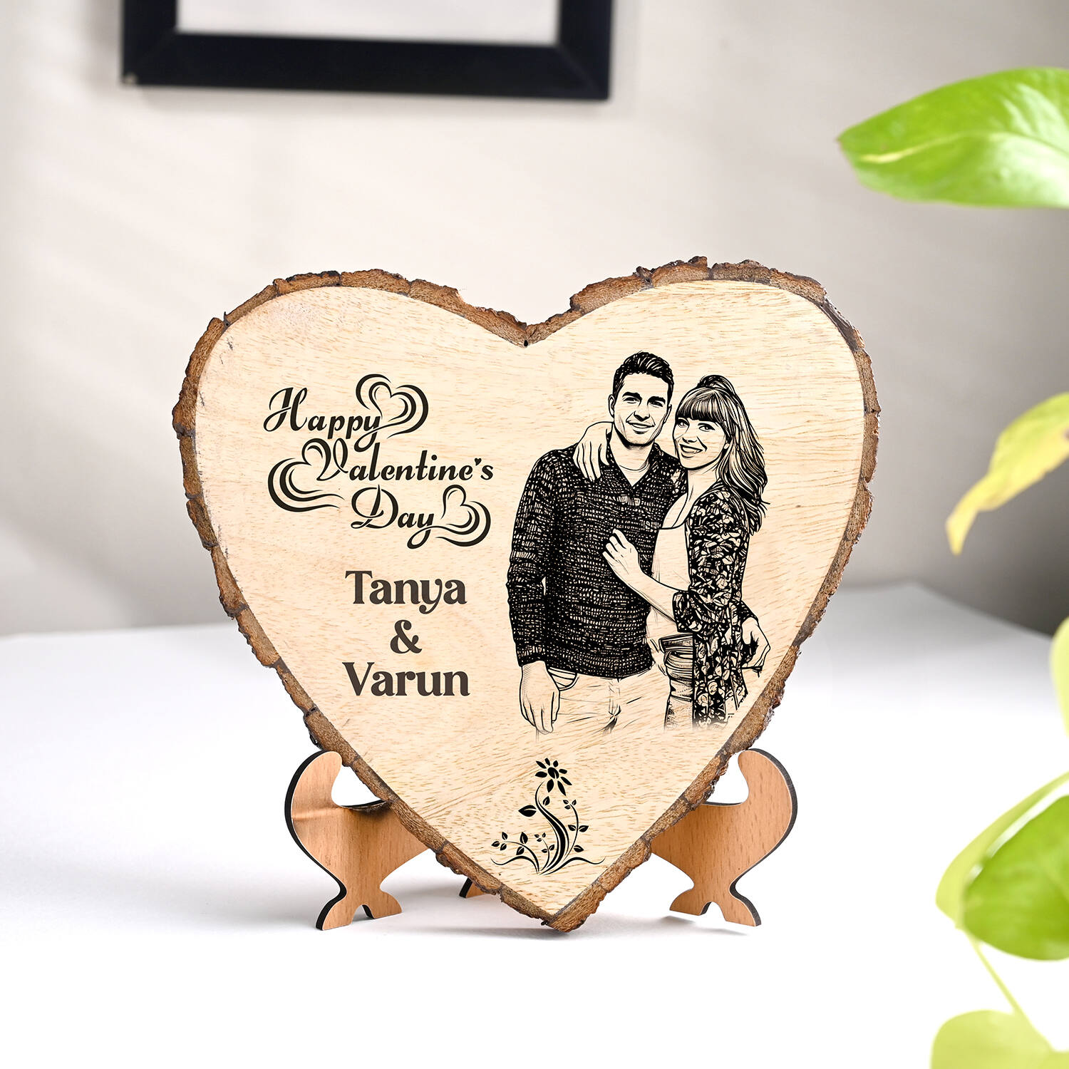 Personalised Heart Shape Valentines Day Plank |