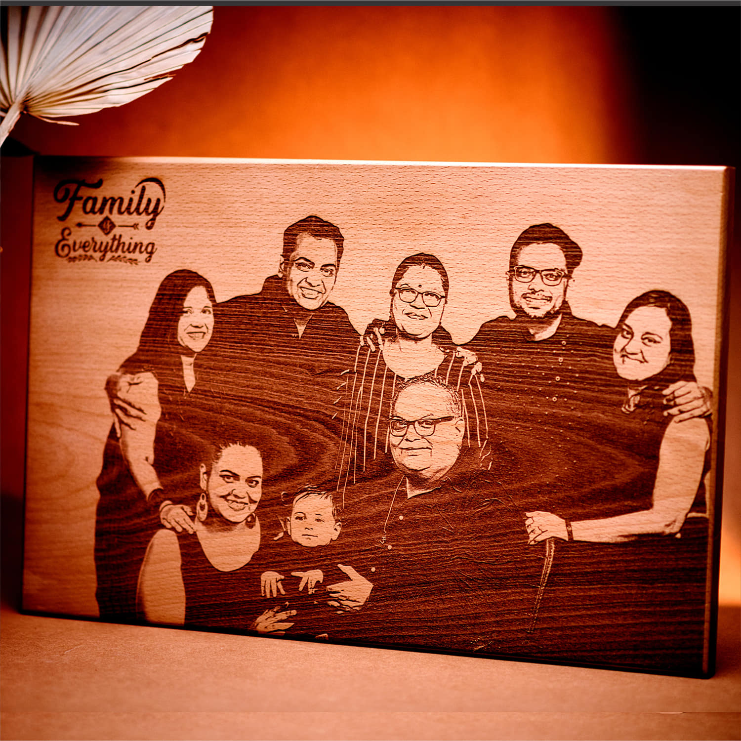 Personalised Happy Family Engraved Wooden Plaque |