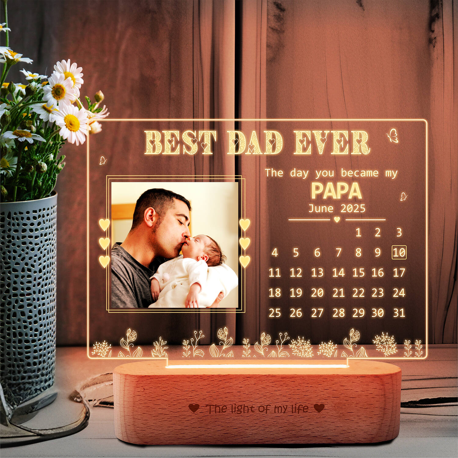 Personalized Lamp For New Dad With Babys Birthdate Calendar |
