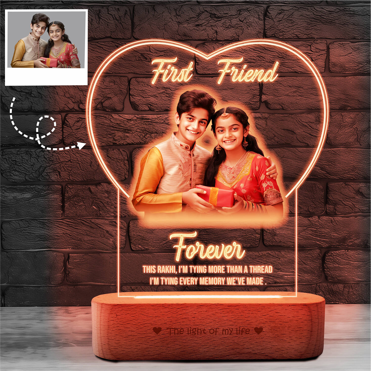 Personalized Heart Shaped First Friend Led Frame |