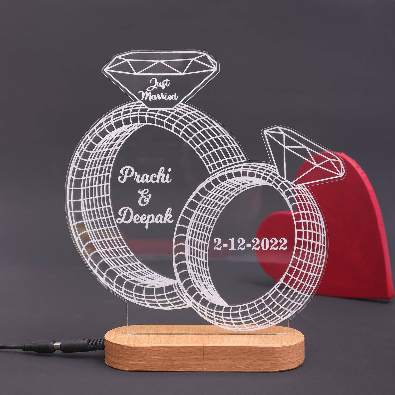 Led Engraved Couple Ring Frame |
