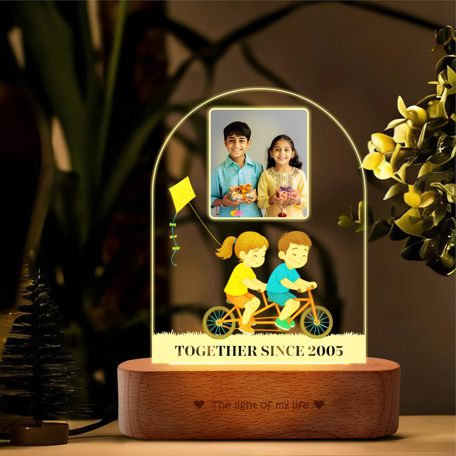 Personalized Bicycle Themed Siblings Led Frame |