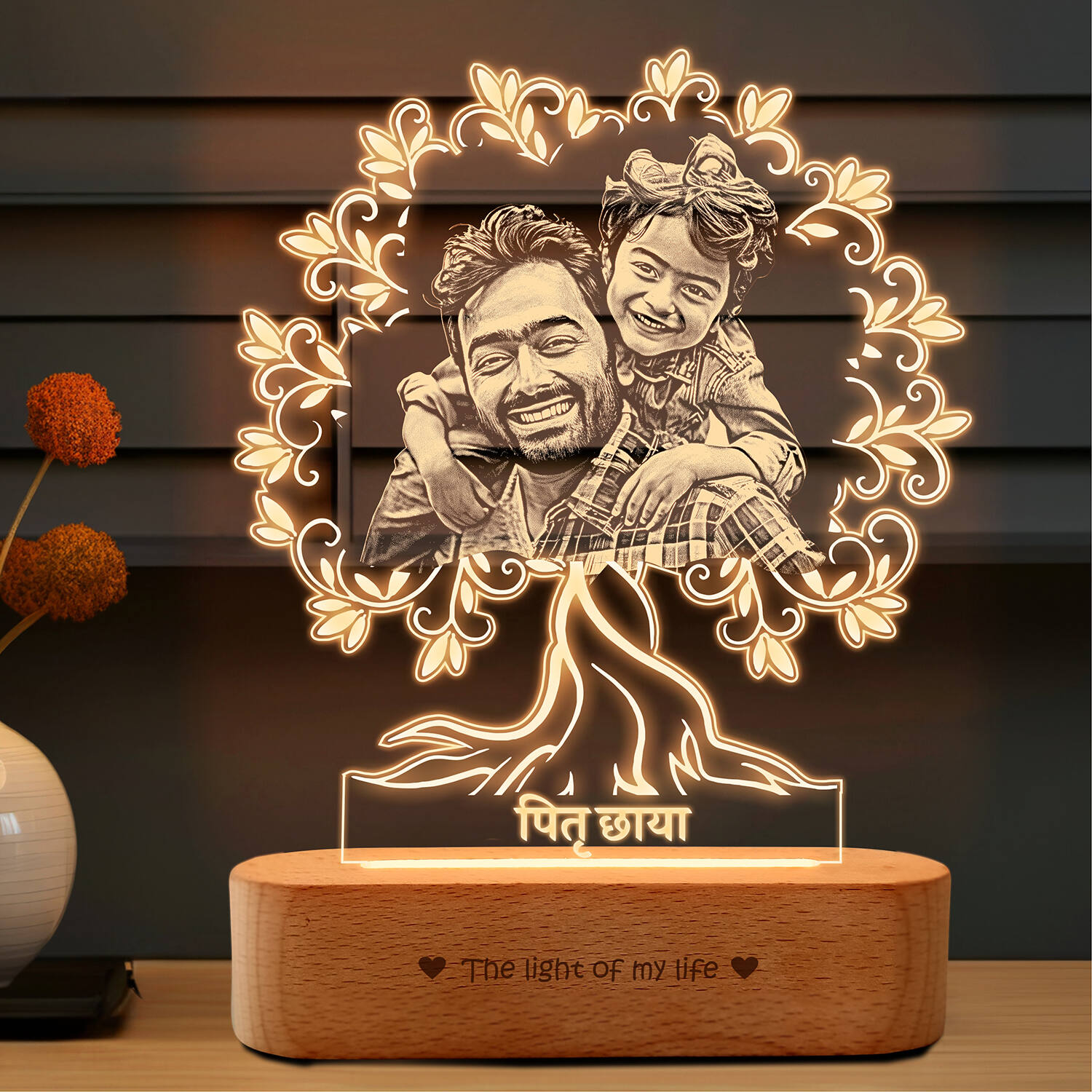 Personalized Dad and Kid Photo Lamp |