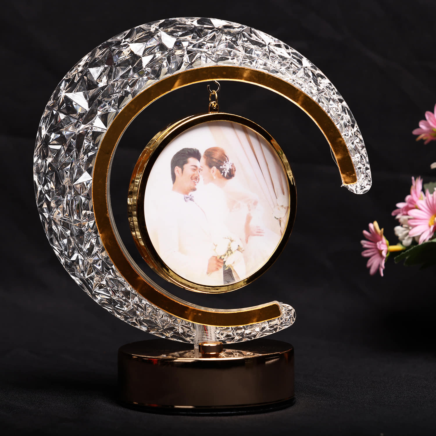 Personalised Half Moon Photo Valentine Lamp |