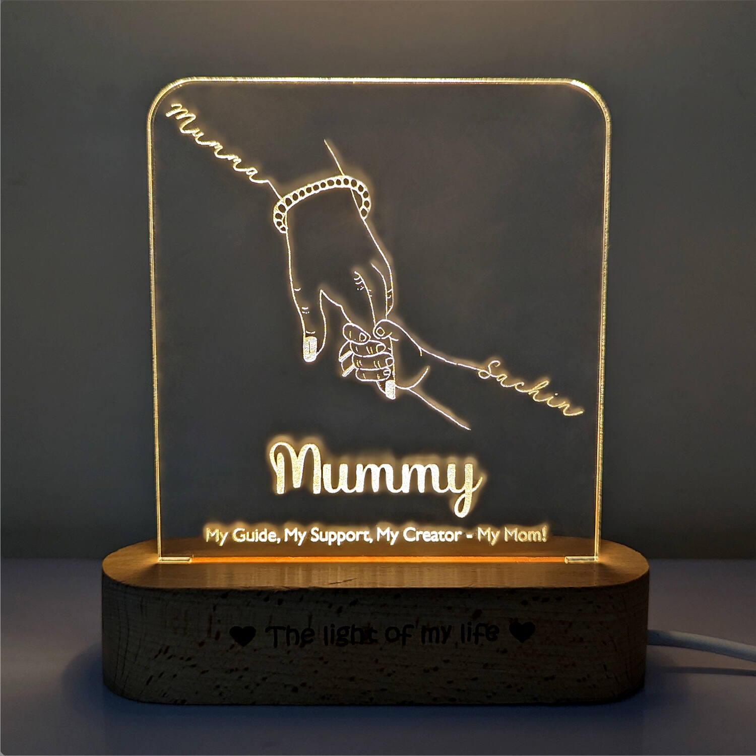 Personalised Mom and Child Love Acrylic Lamp |