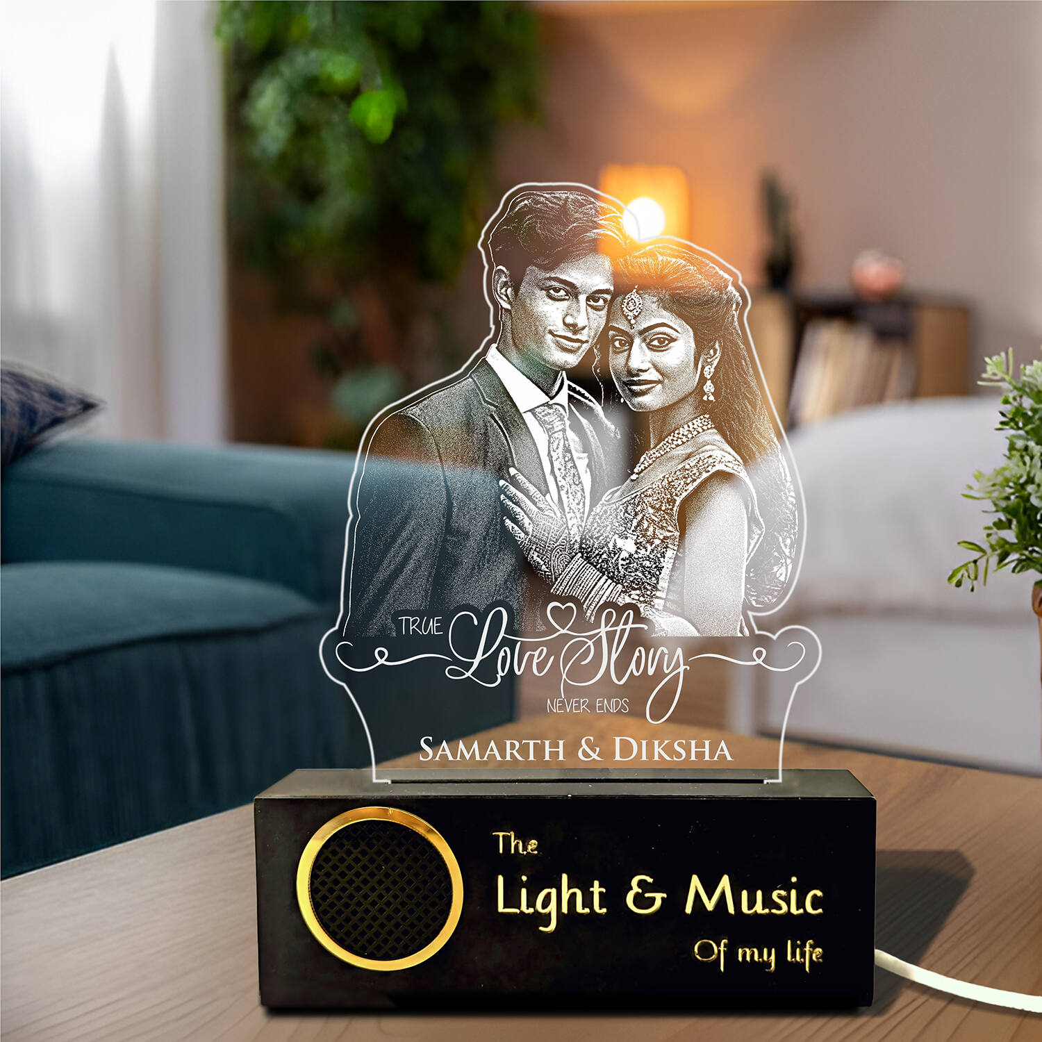 Personalized Love Story Gift with Speaker Base |