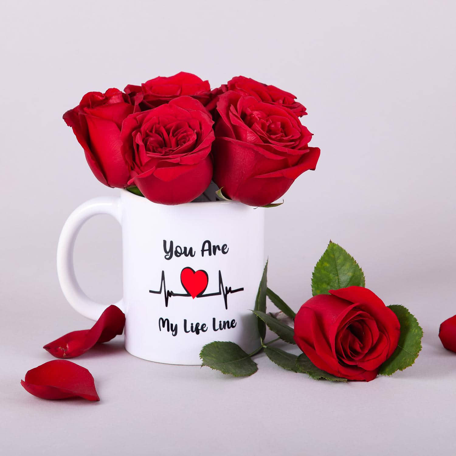 Red Love Roses In A Mug |
