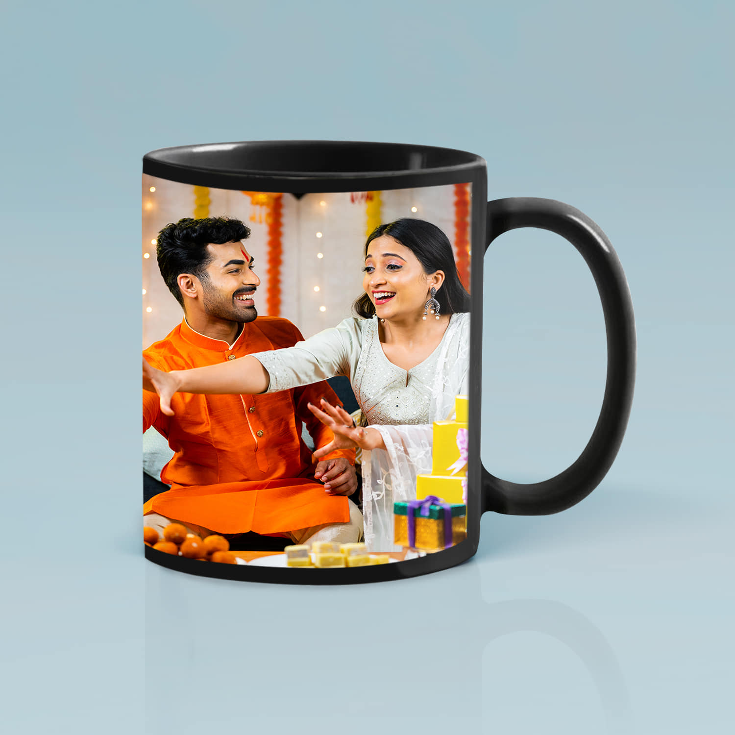 Personalized Diwali Black Mug |