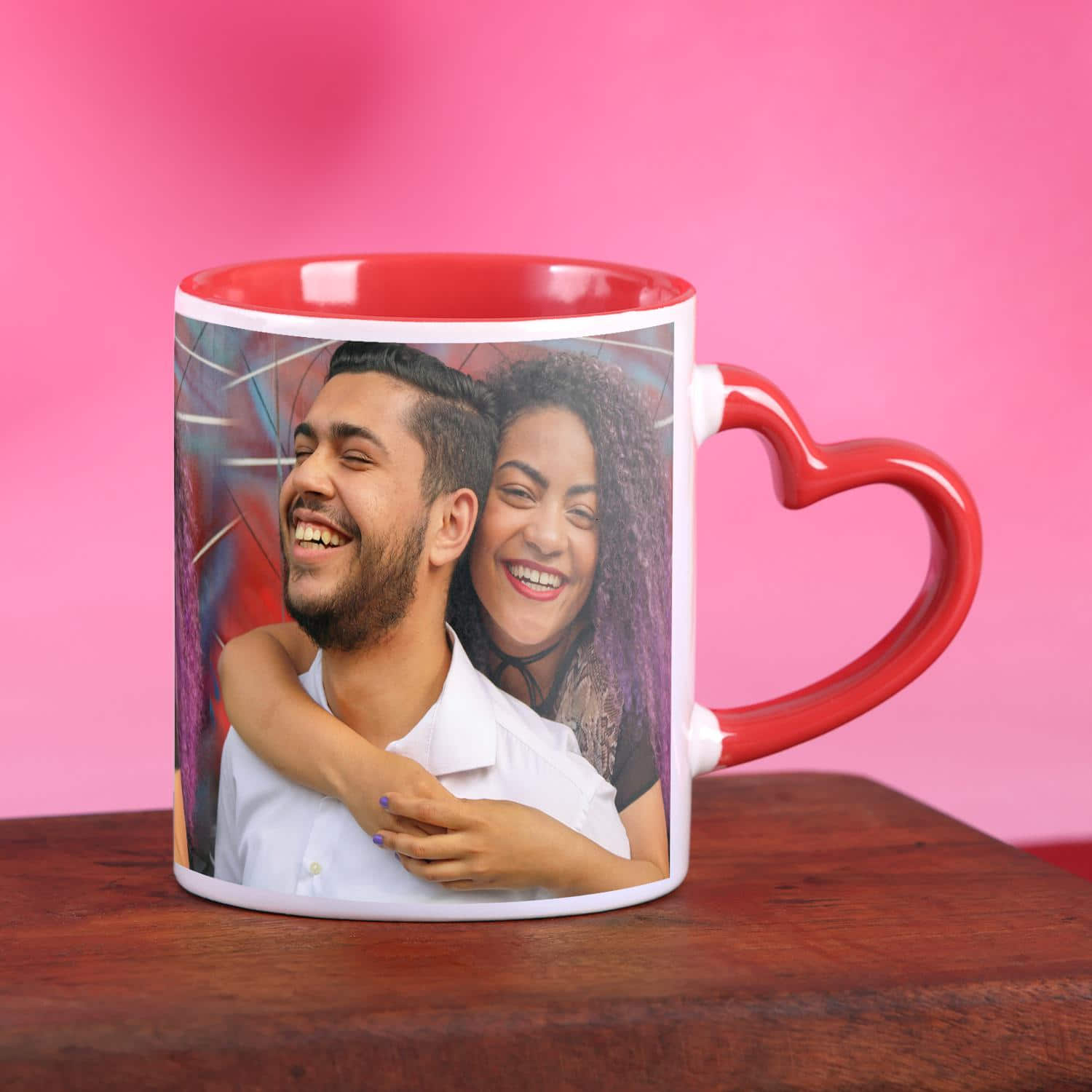 Embracing Couple Personalized Heart Handle Mug |