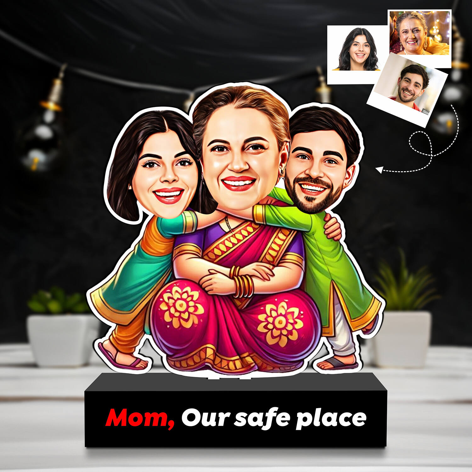 Personalized Mom Our Safe Place Caricature Frame |