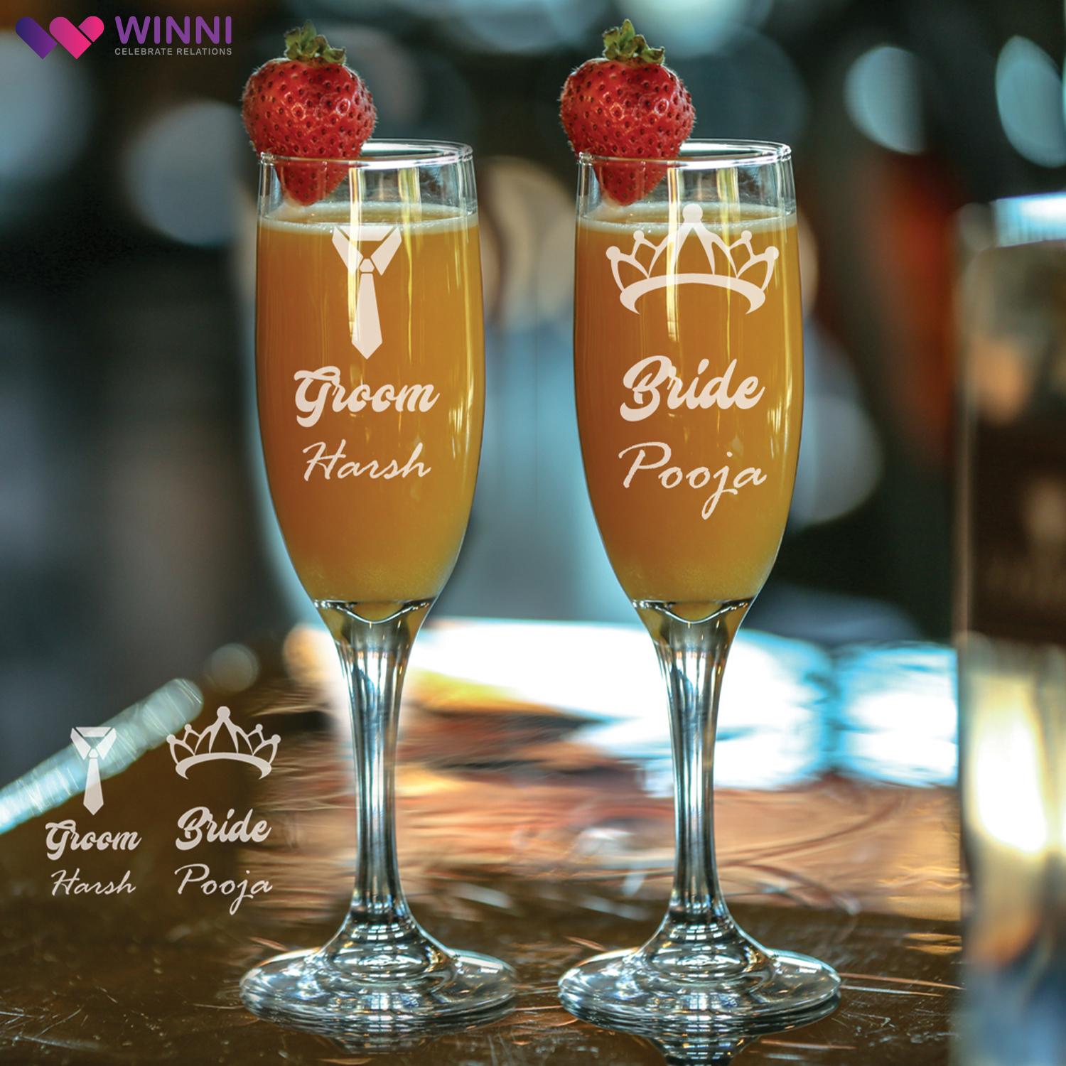 Pair Of Champagne Glasses Wedding Gift |