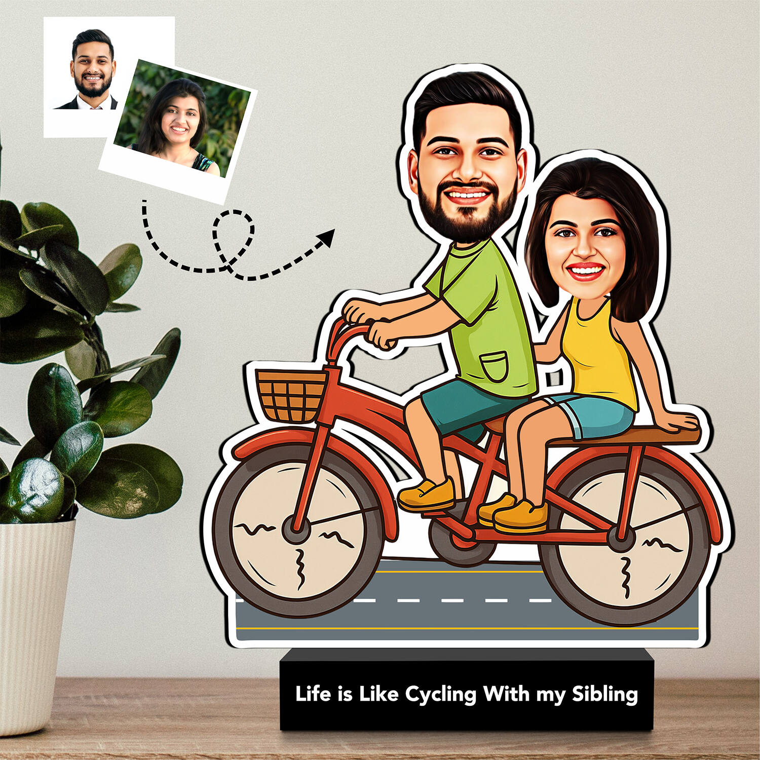 Personalized Cycling Themed Siblings Caricature |