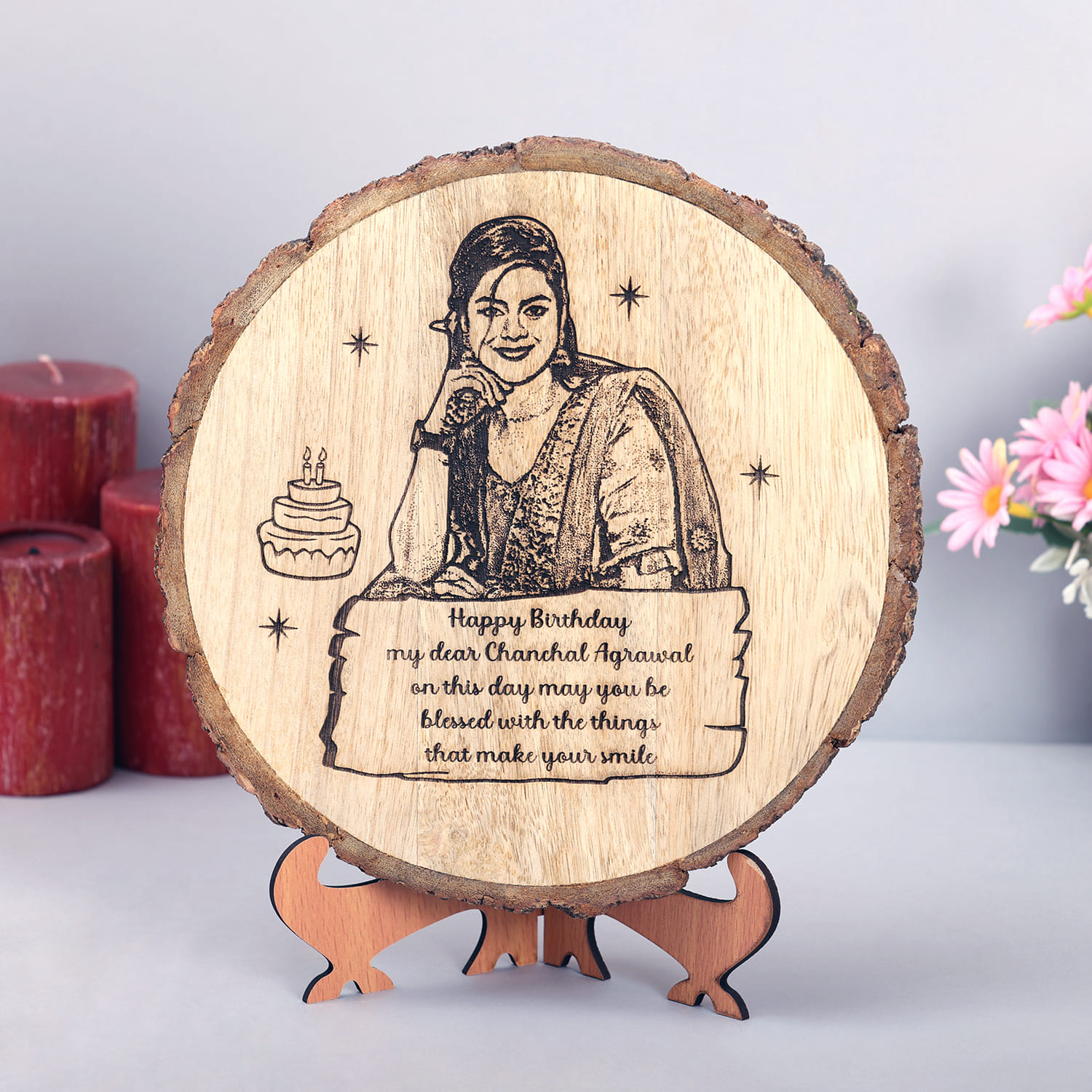 Personalized Round Shape Wood Plank |