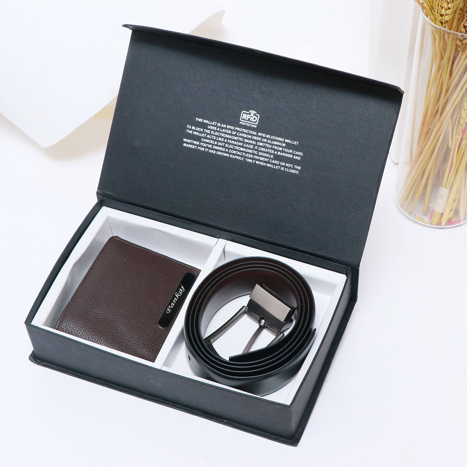 Personalized Mens Wallet and Belt Gift Set |