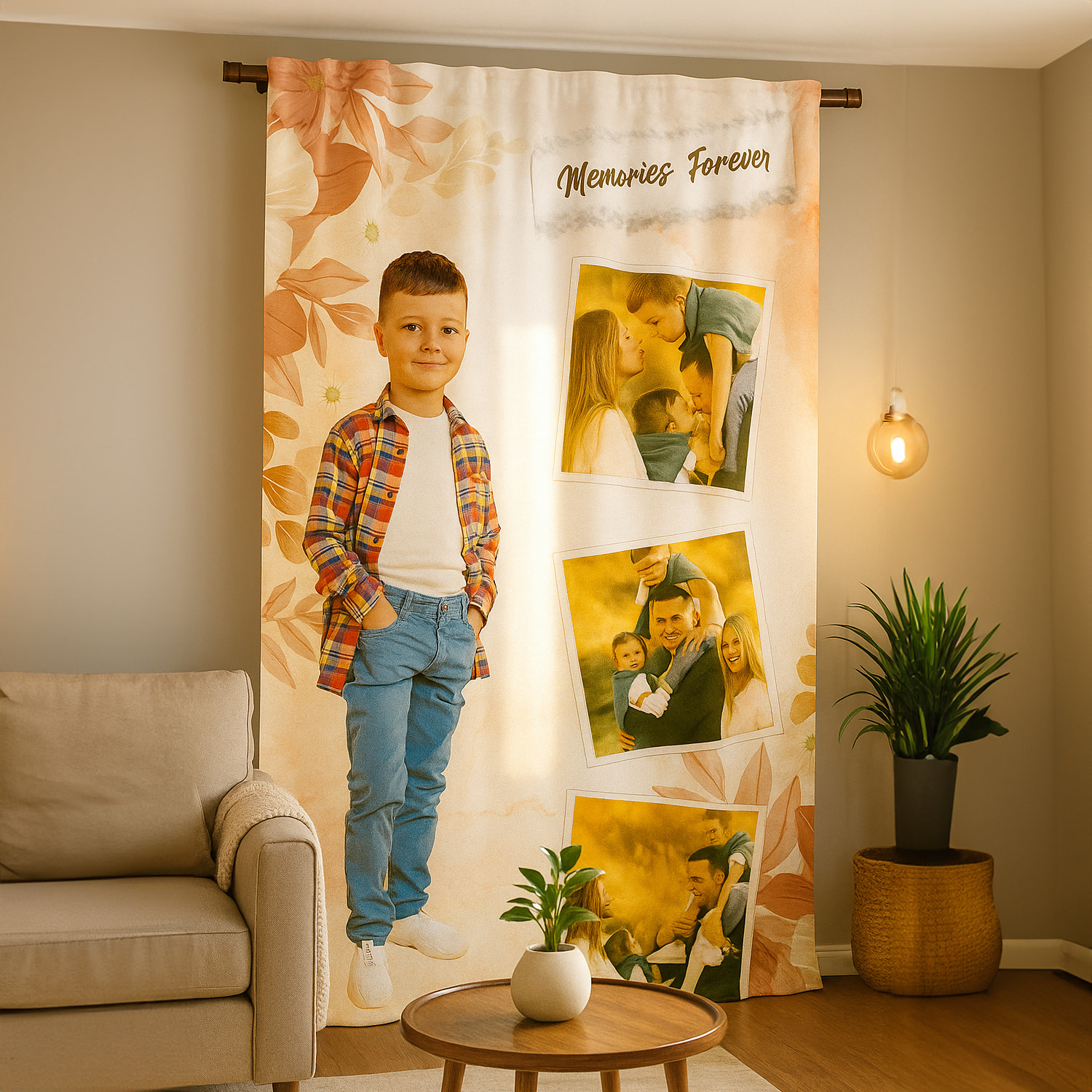 Personalized Forever Momories Photo Print Curtain |
