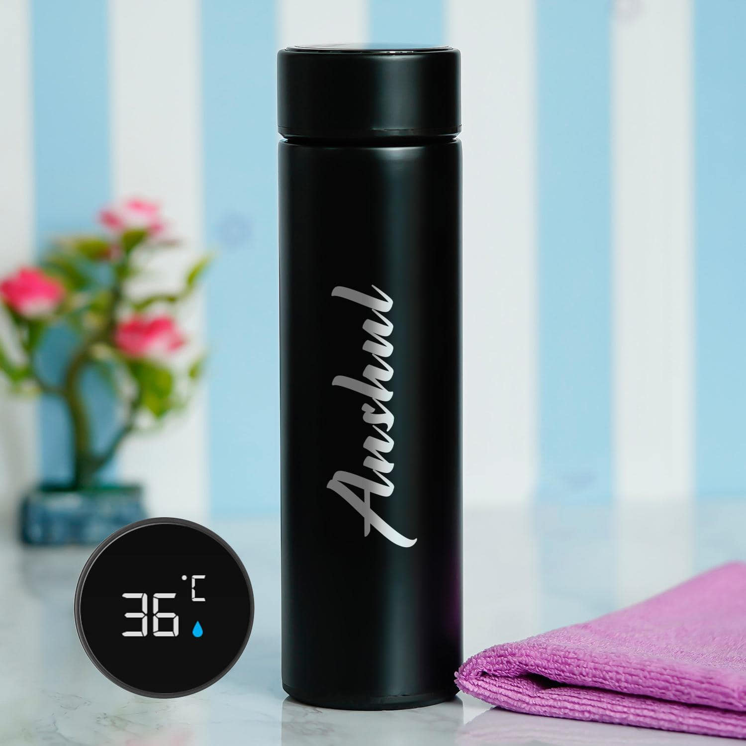 Personalised Led Temperature Bottle For Him |