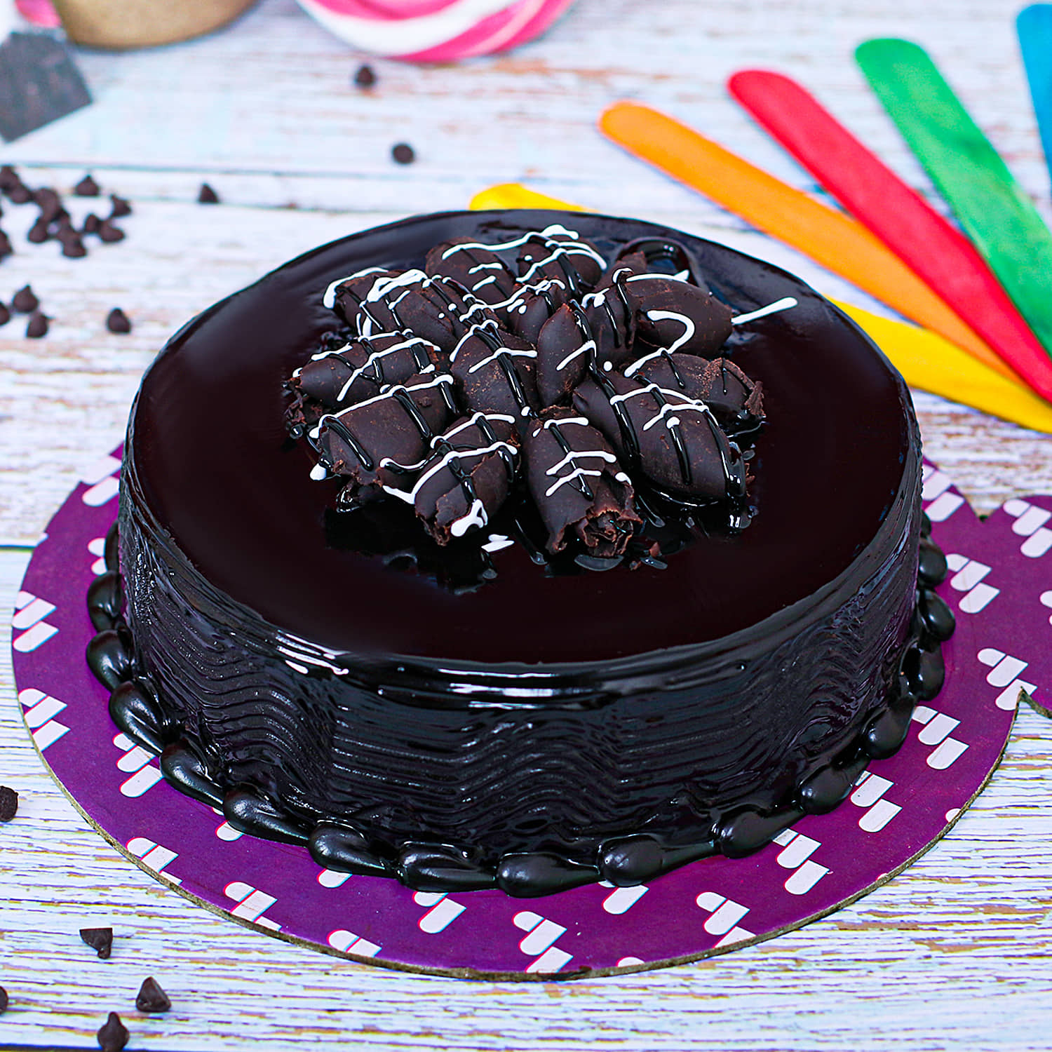 Order Online Glossy Chocolate Truffle Cake Half kg