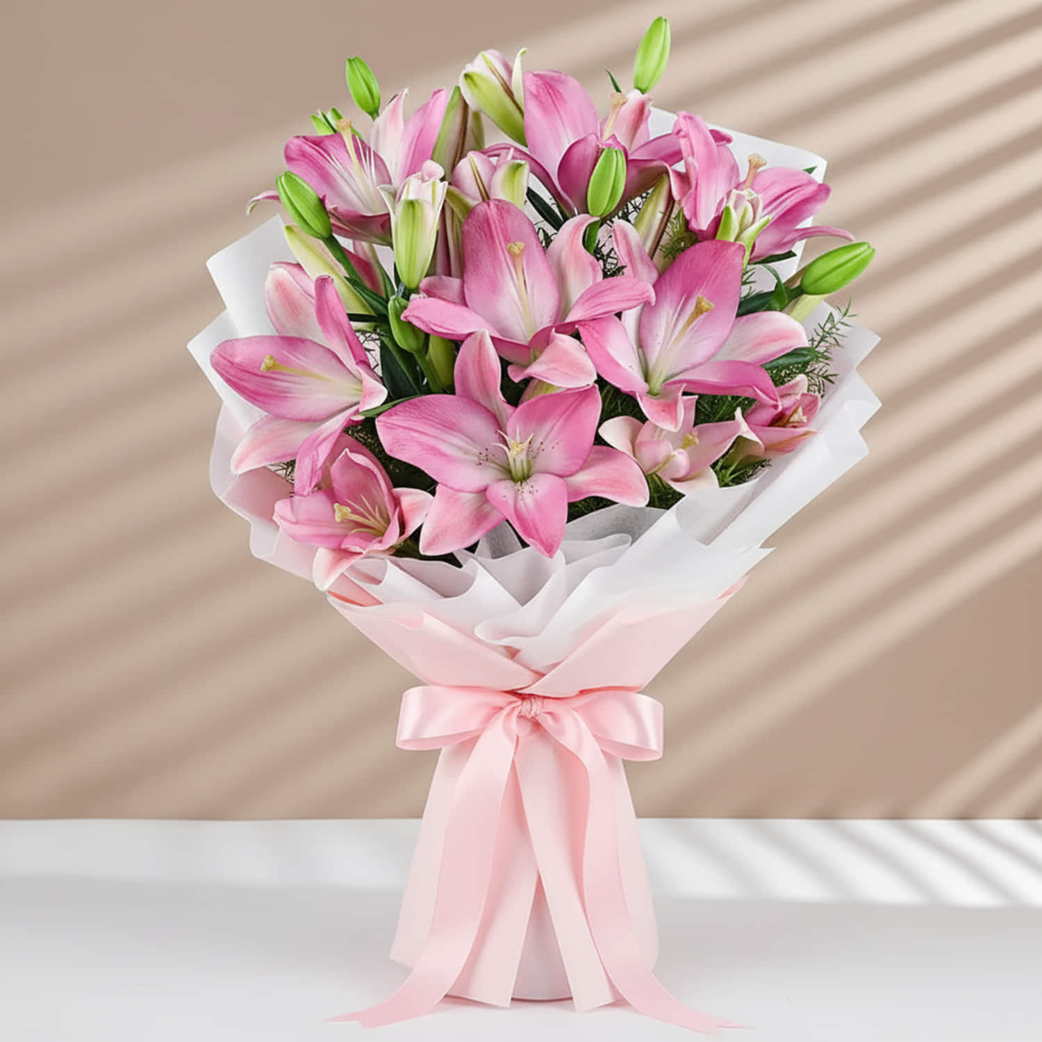 7 Pink Asiatic Lilies Bouquet |