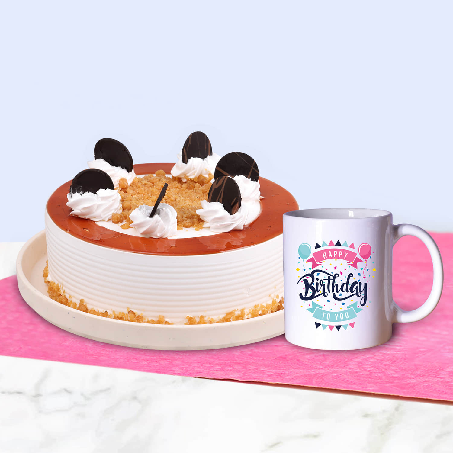 Butterscotch Cake With Birthday Mug |