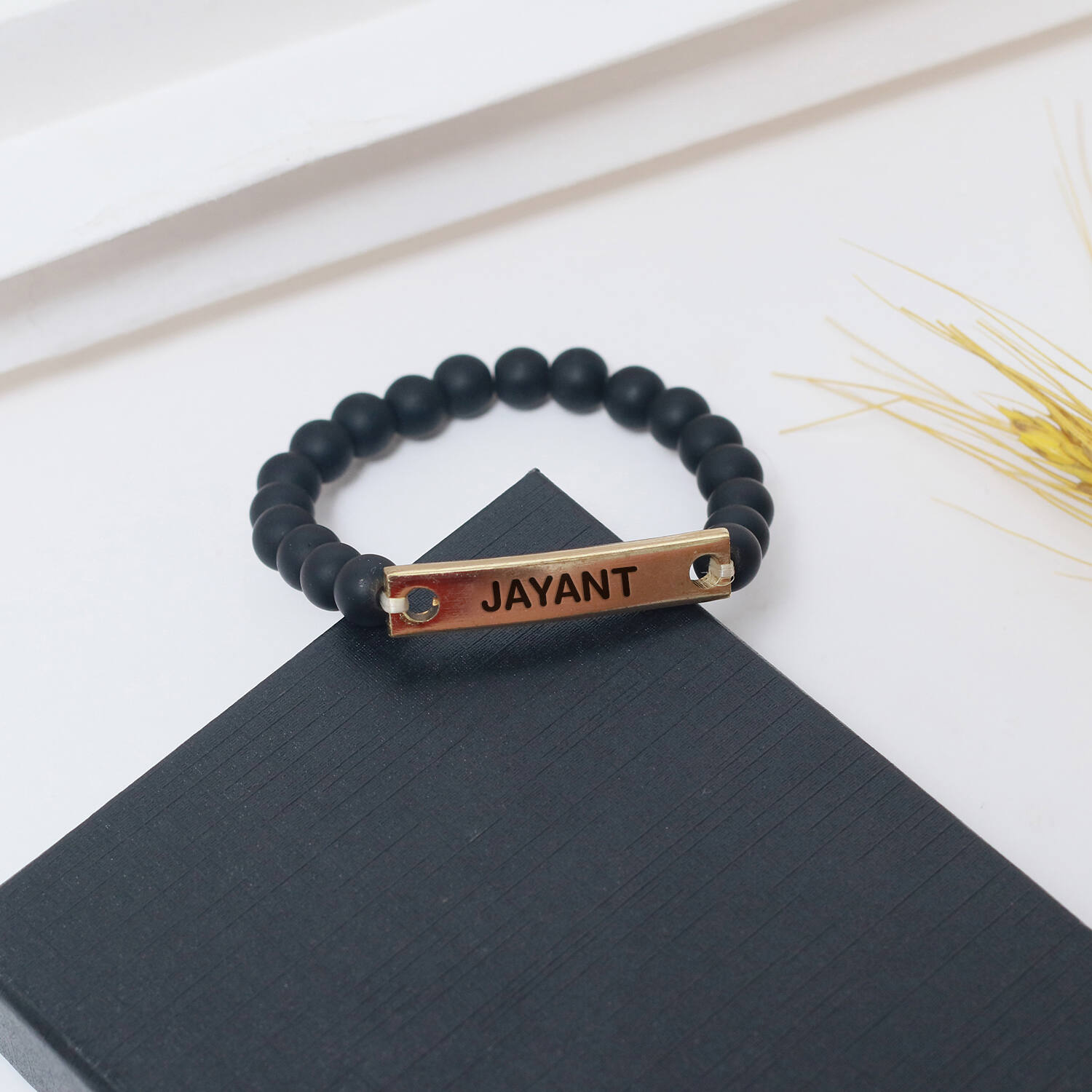 Custom Black Bead Bracelet |