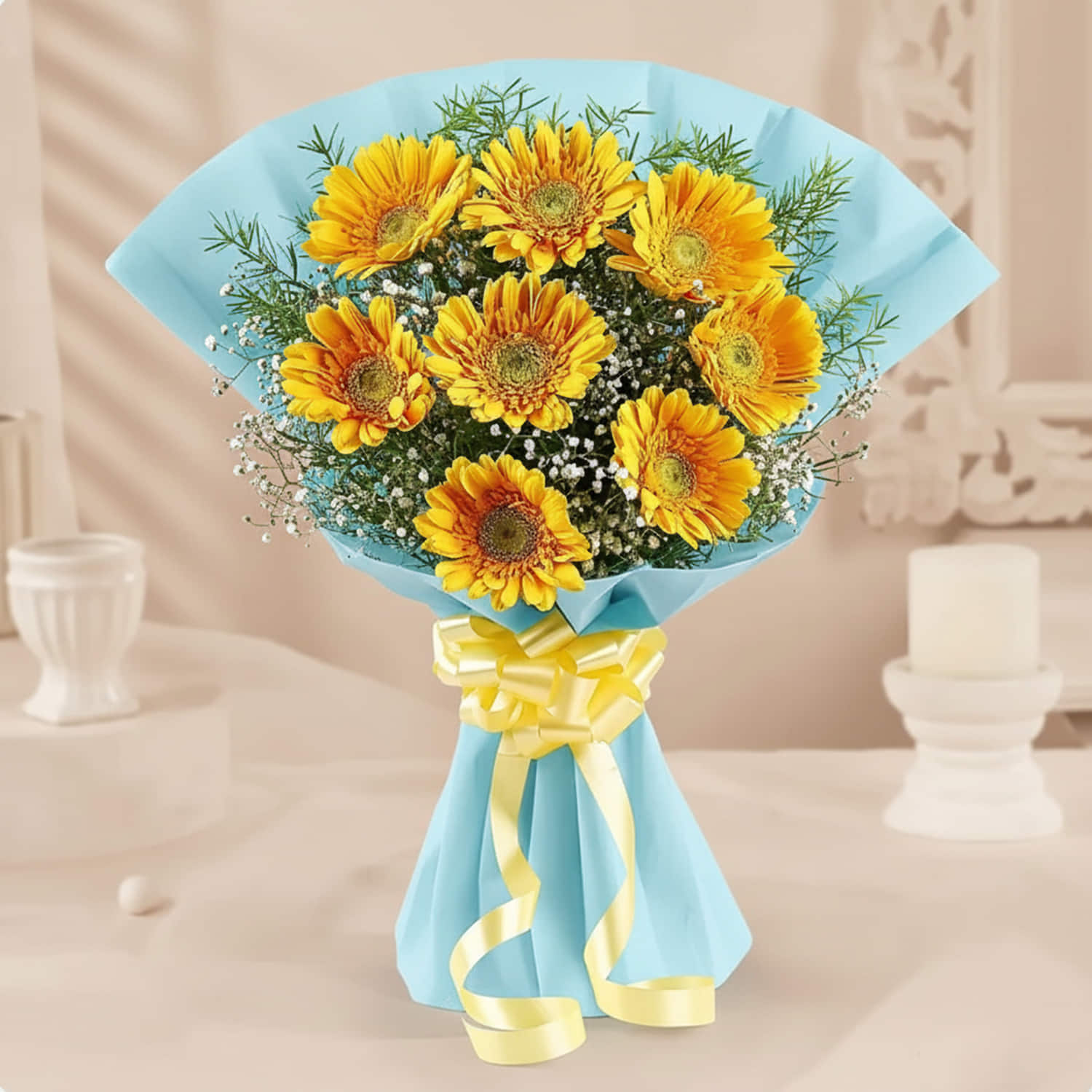 8 Yellow Gerbera Bouquet |