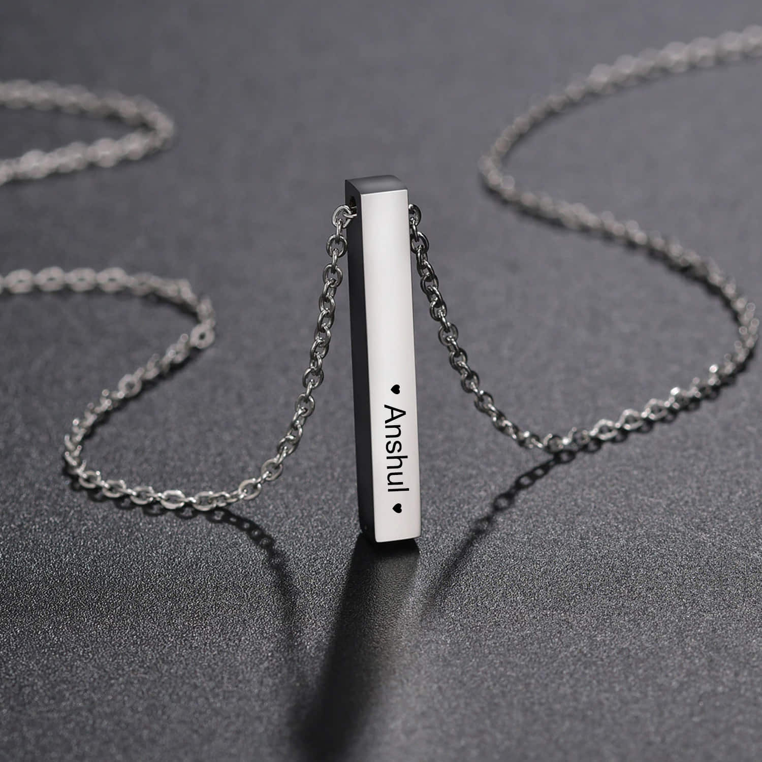 Classy Silver Personalized Bar Pendant |