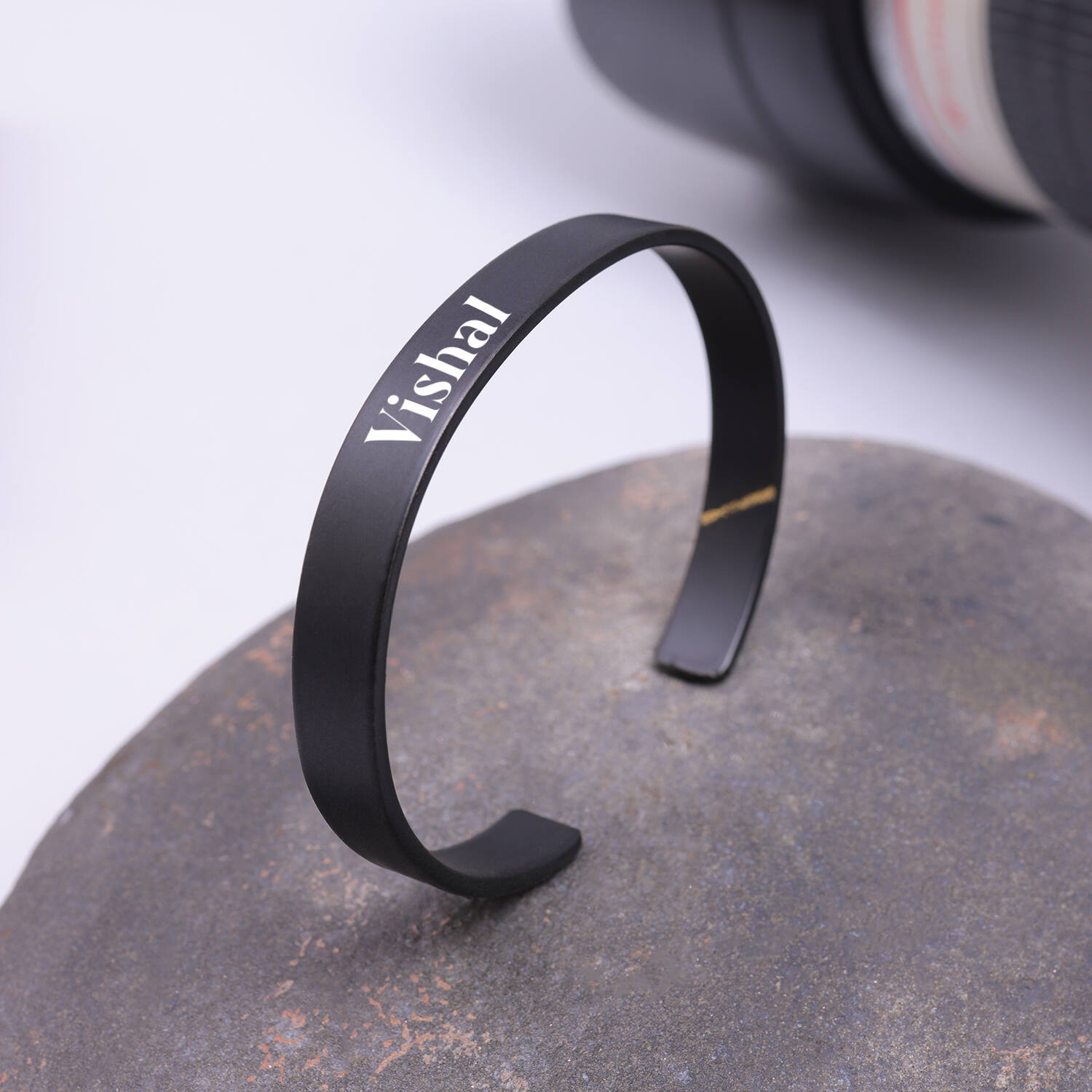 Sleek Classic Black Personalized Bracelet |