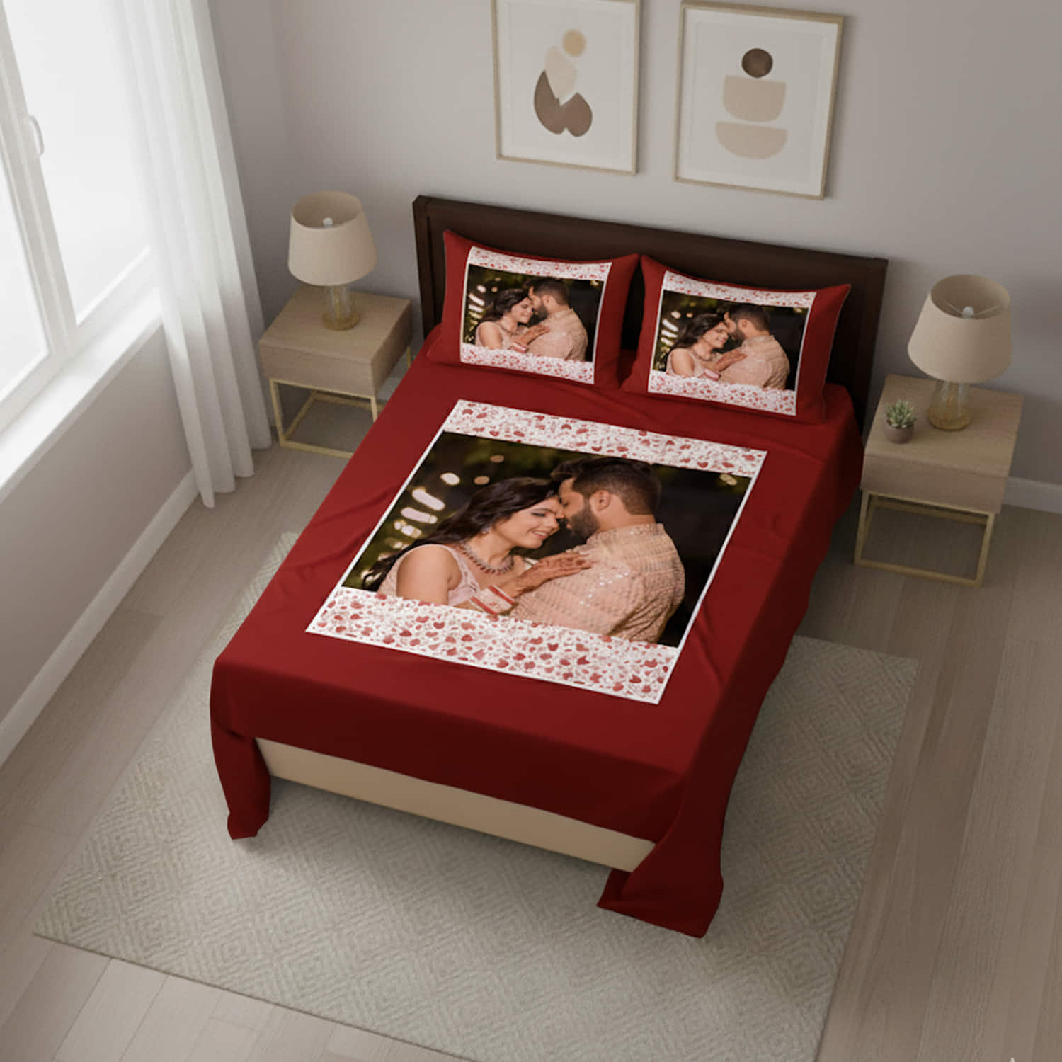 Personalized Romantic Photo Bedsheet Gift Set |