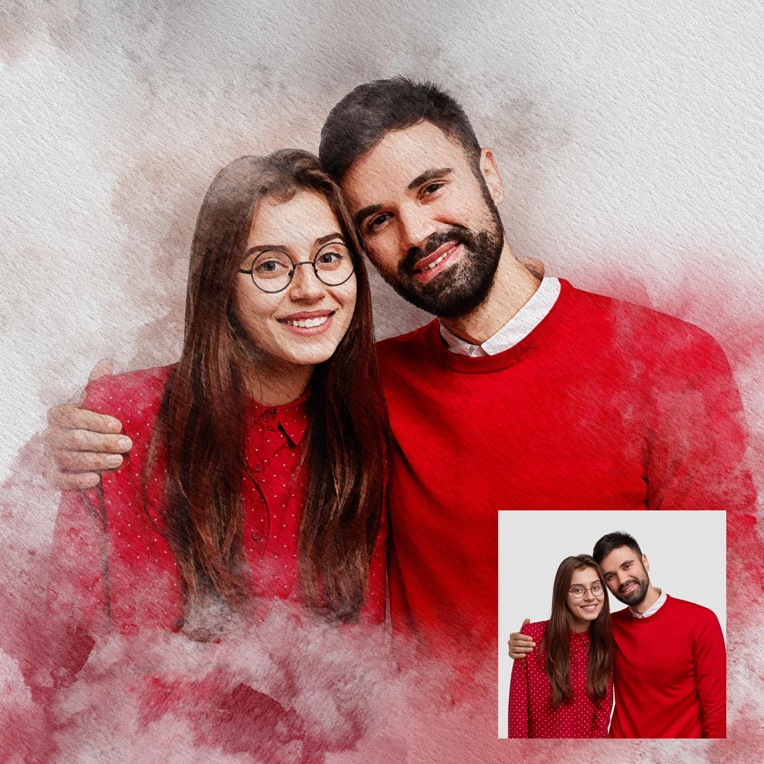 Lovely Couple Water Color Art |