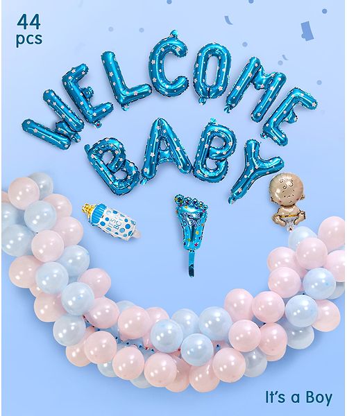 Welcome Baby Boy 44 pcs Premium Decoration Kit | Welcome Home Decoration Kit  for Baby Boy| New Born Baby Decoration Kit|Blue